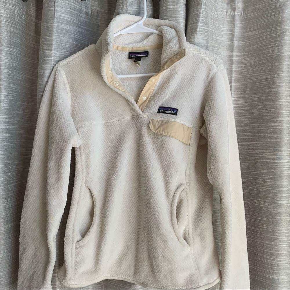 Patagonia white ReTool Snap fleece pullover jacket